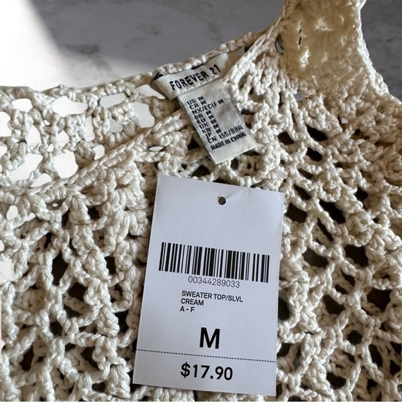 Forever 21 Crochet Cropped Flounce Tank In Natural Size M - Picture 3 of 4